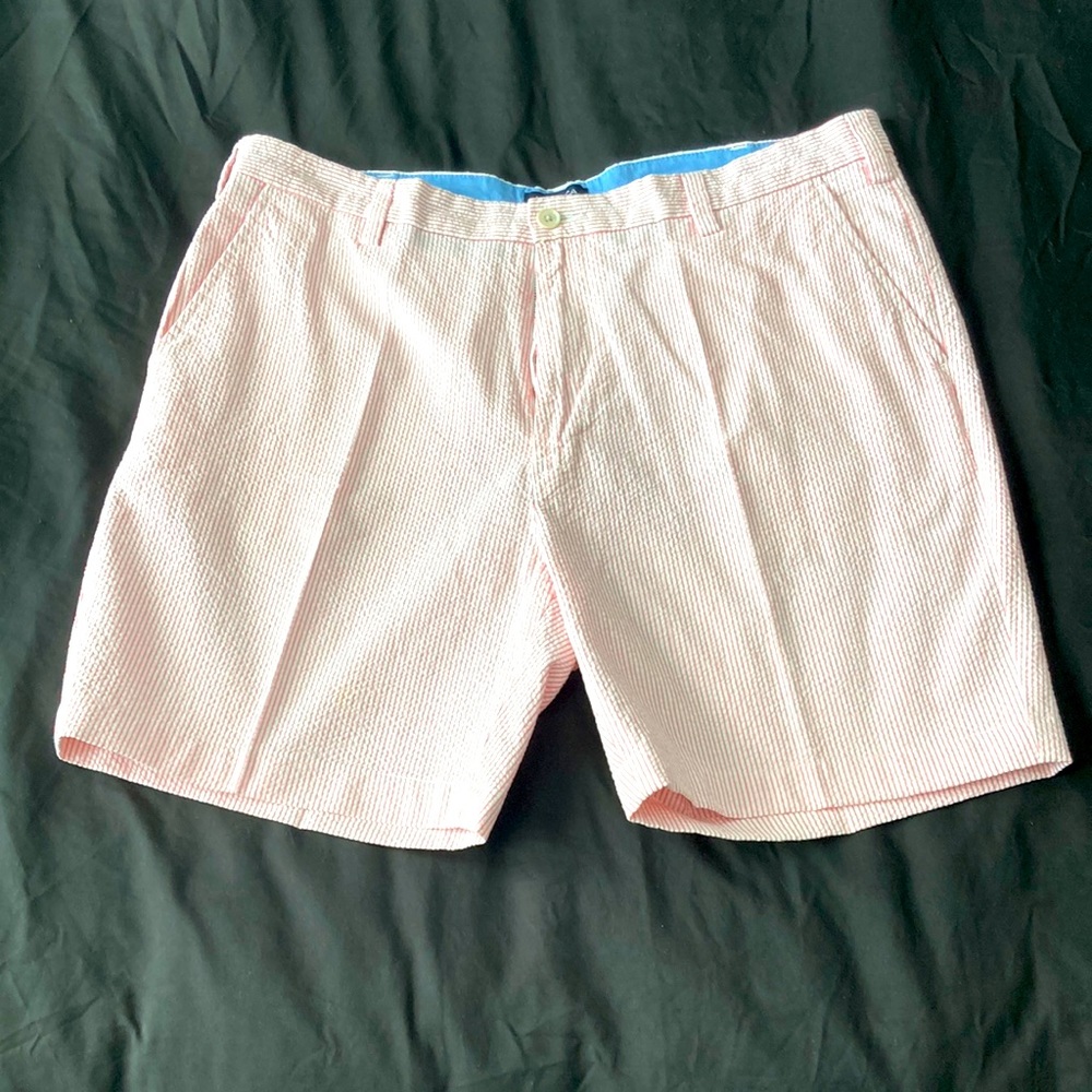 Nautica Pink White Stripe Seersucker Shorts - Sz 38W x 32L